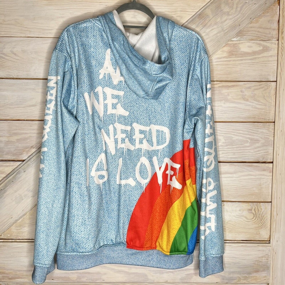 Sliving Hoodie Blue Rainbow All We Need Is Love Pride View 4
